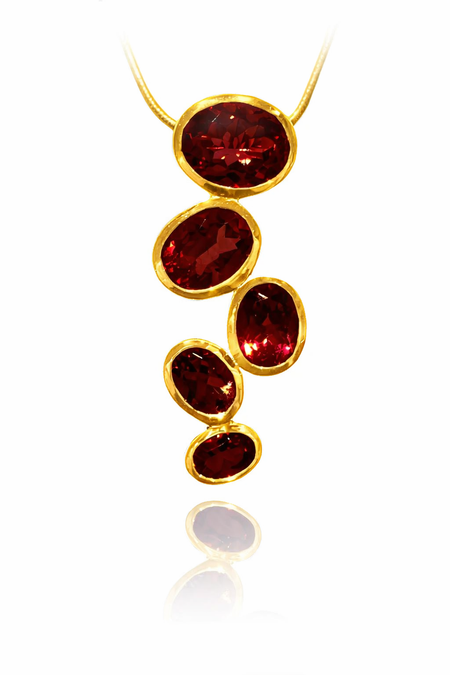 7 Stone Kathak Necklace Garnet