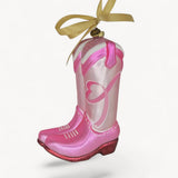 Ornament - Breast Cancer Awareness Cowgirl Boots Blown Glass