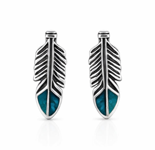 Turquoise Feather Studs