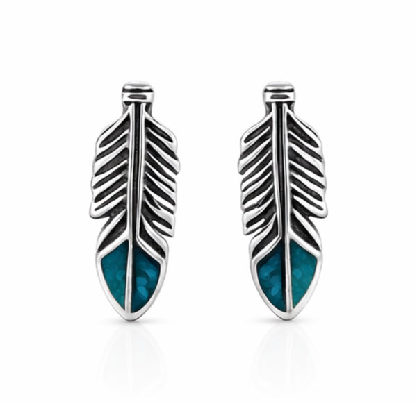 Turquoise Feather Studs