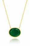 Gold Plated Floating Oval Pietra Necklace Green Onyx