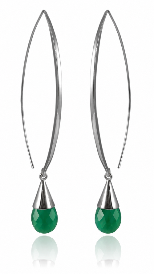 Aurora Glacier Threader Earrings Green Onyx