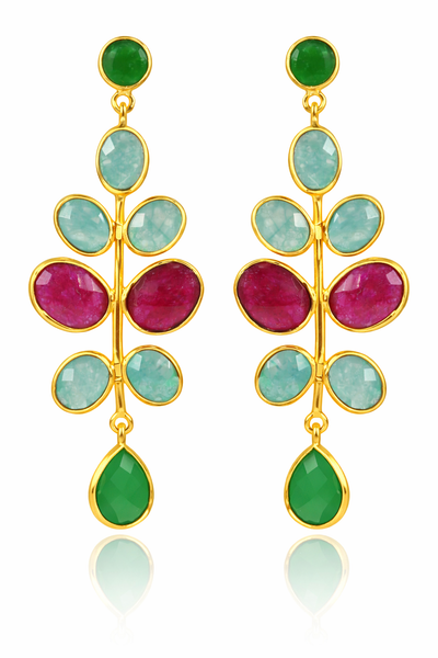 Gold Plated Budding Branch Earrings Hydroquartz