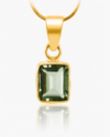 Small Rectangular Pendant - Gold Plated Green Amethyst