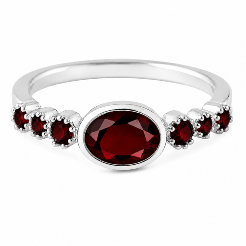 Rani Oval Stackable Ring - Garnet