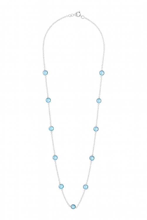 Indira Eleven Gemstone Celestial Necklace Blue Topaz