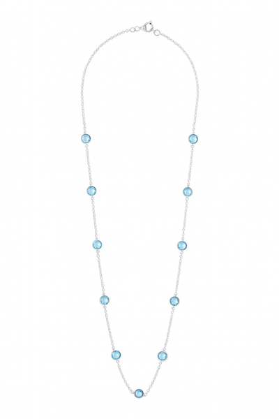 Indira Eleven Gemstone Celestial Necklace Blue Topaz