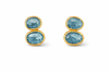 Gold Plated Rani Double Cobblestone Earrings Blue Topaz