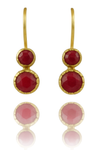 Gold Plated Art Deco Pop Earrings Rough Cut Ruby