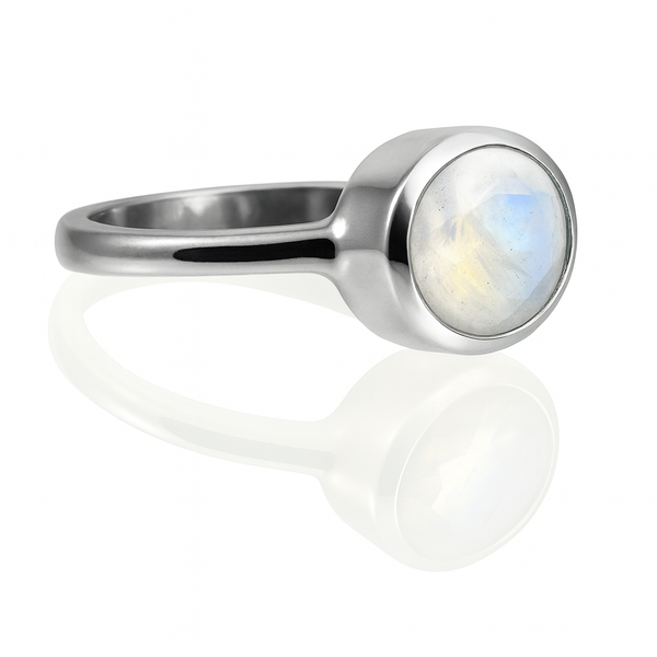 Oval Stackable Jaipuri Ring White Moonstone