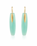 Gold Plated Art Deco Colosseum Vertical Drops Aqua Chalcedony