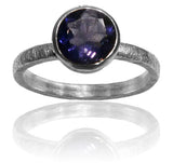 Brushed Stackable Jaipuri Iolite Circle Ring