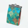 Cathayana Card Holder Brocade Shells Card Holder w / RFID (Teal / Copper)