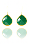Gold Plated Peacock Drops Green Onyx