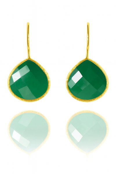 Gold Plated Peacock Drops Green Onyx