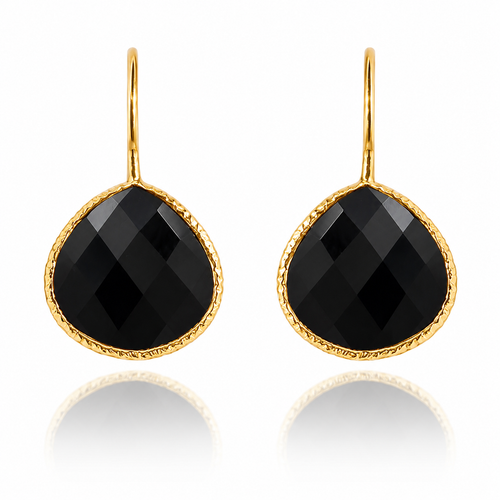 Gold Plated Peacock Drops Black Onyx