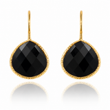 Gold Plated Peacock Drops Black Onyx