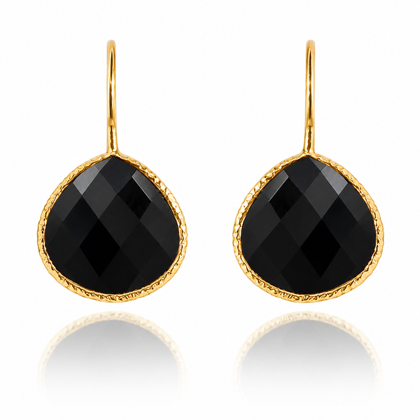 Gold Plated Peacock Drops Black Onyx