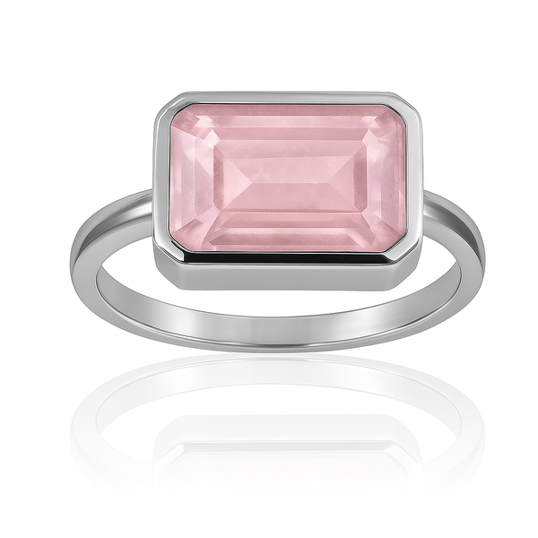 Small Rectangular Ring Rose Quartz