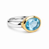 Golden Iberia Oval Gemstone Ring - Blue Topaz