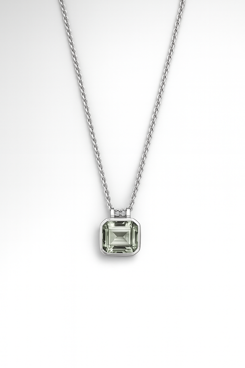 Glacial Rectangular Gemstone Necklace - Green Amethyst