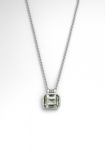 Glacial Rectangular Gemstone Necklace - Green Amethyst