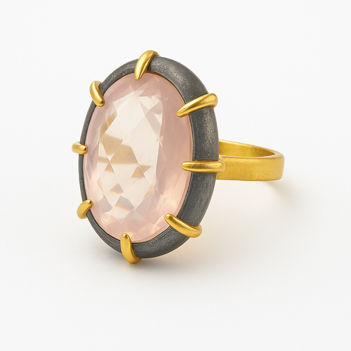 Limited Edition Framed Conquistador Ring - Oval Rose Quartz