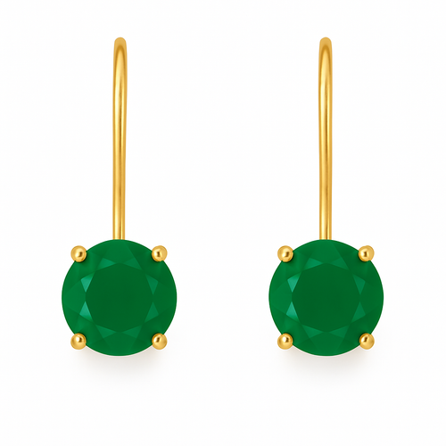 Gold Plated Aurora Ice Drop Earrings Green Onyx