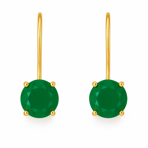 Gold Plated Aurora Ice Drop Earrings Green Onyx