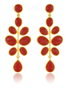 Gold Plated Budding Branch Earrings Rough Cut Ruby