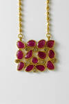 18K Gold Plated Jaipuri Rectangular Ruby Mosaic Necklace