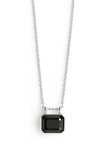 Glacial Rectangular Gemstone Necklace - Black onyx
