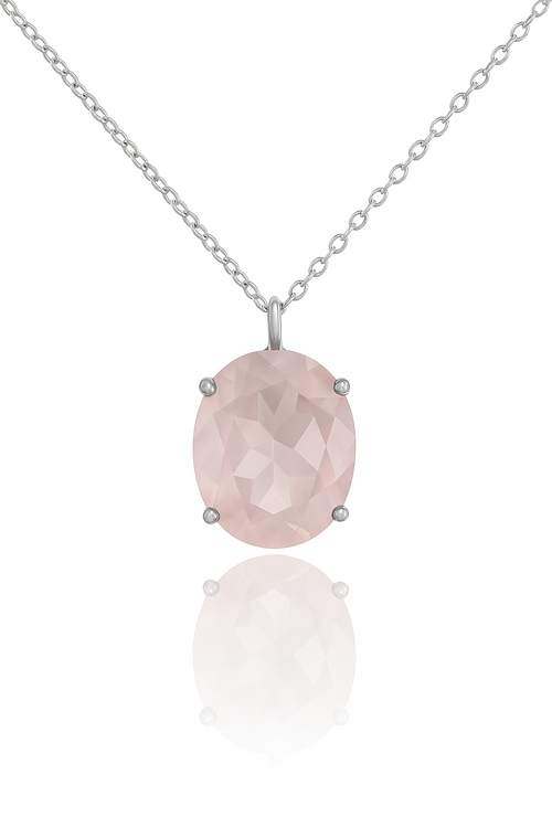 Jaipuri Stone Drop Necklace Rose Quartz