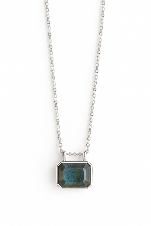 Glacial Rectangular Gemstone Necklace - Labradorite