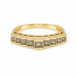 10k Gold Art Deco Graduating Diamond Square Ring Size 7