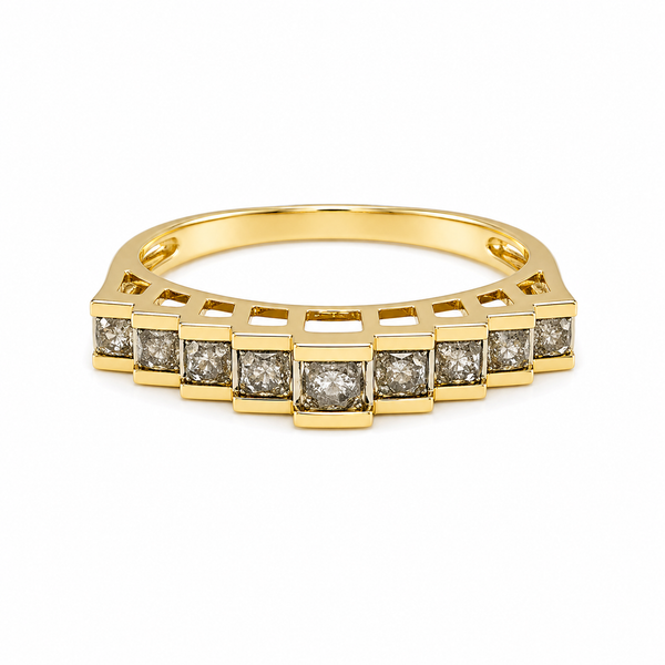 10k Gold Art Deco Graduating Diamond Square Ring Size 7