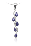 Vertical Five Stone Leaf Drop Pendant Iolite
