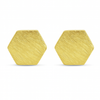 Gold Plated Berlin Brushed Hexagon Harmonie Studs