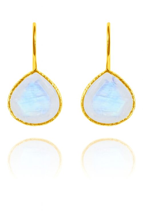Gold Plated Peacock Drops White Moonstone