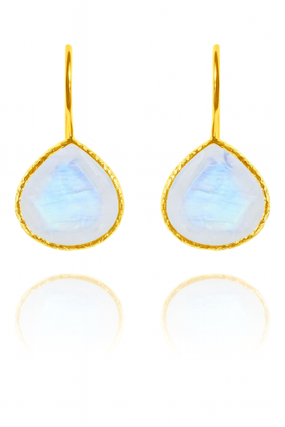 Gold Plated Peacock Drops White Moonstone
