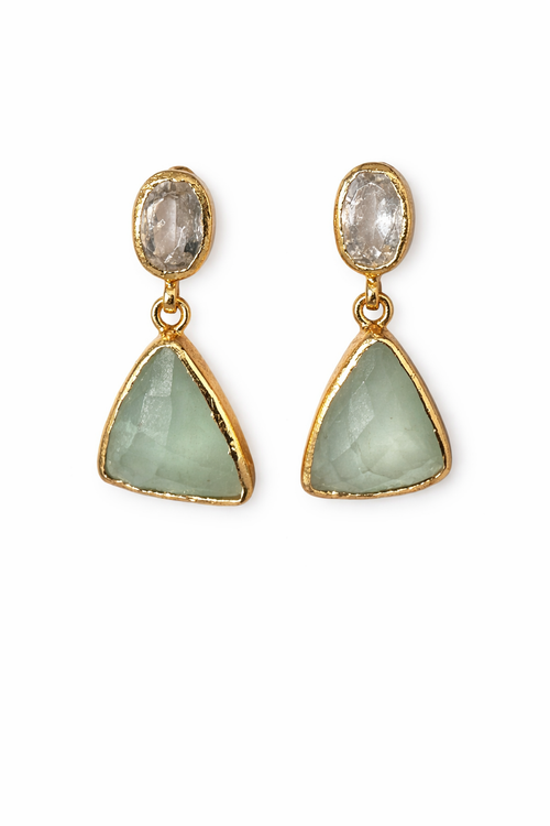 Jaipuri Crystal & Aquamarine Earring Drop