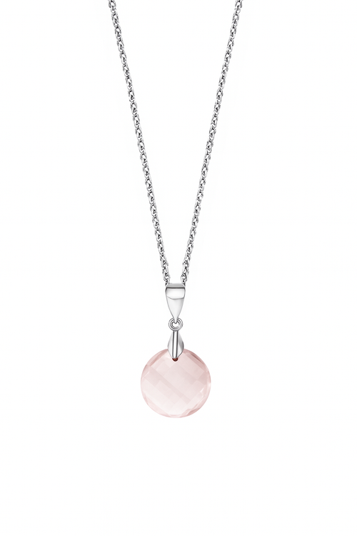 Capri Cerchio Drop Necklace with Chain Rose Quartz