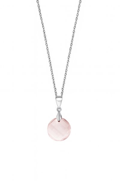 Capri Cerchio Drop Necklace with Chain Rose Quartz