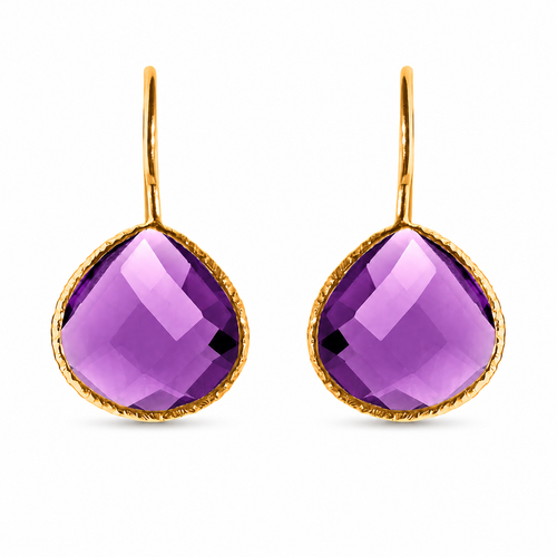 Gold Plated Peacock Drops Amethyst