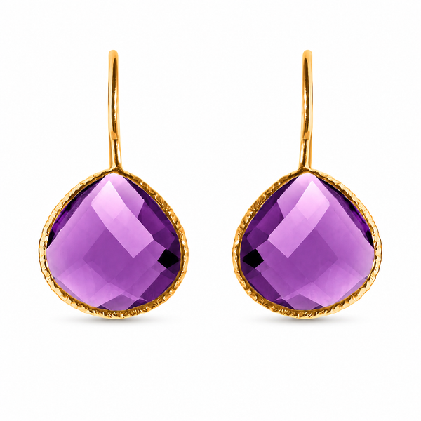 Gold Plated Peacock Drops Amethyst