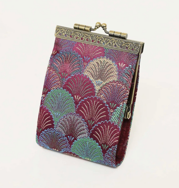 Card Holder Brocade Shells Card Holder w / RFID Burgendy