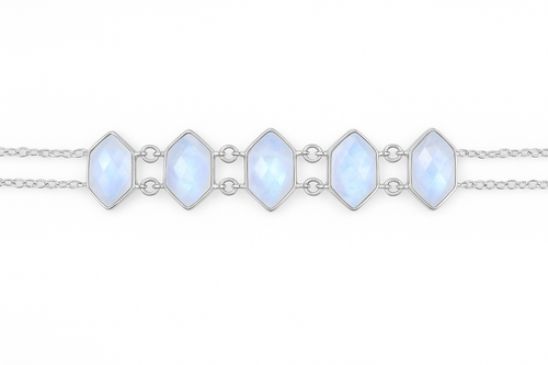 5 Stone Glacier Link Bracelet White Moonstone
