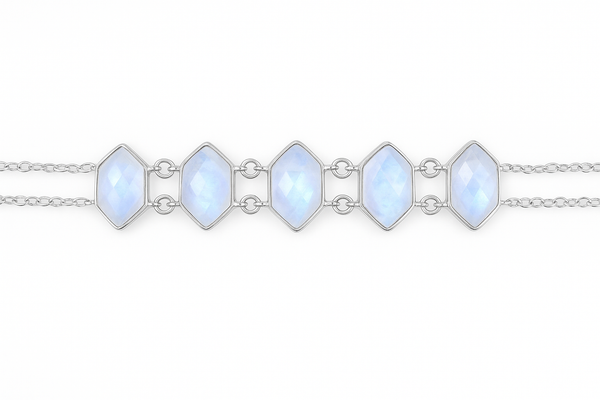 5 Stone Glacier Link Bracelet White Moonstone