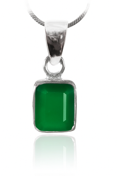 Small Rectangular Pendant Green Onyx