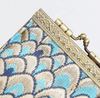 Small Feather Brocade, Card Holders with RFID Protection | Gold & Teal